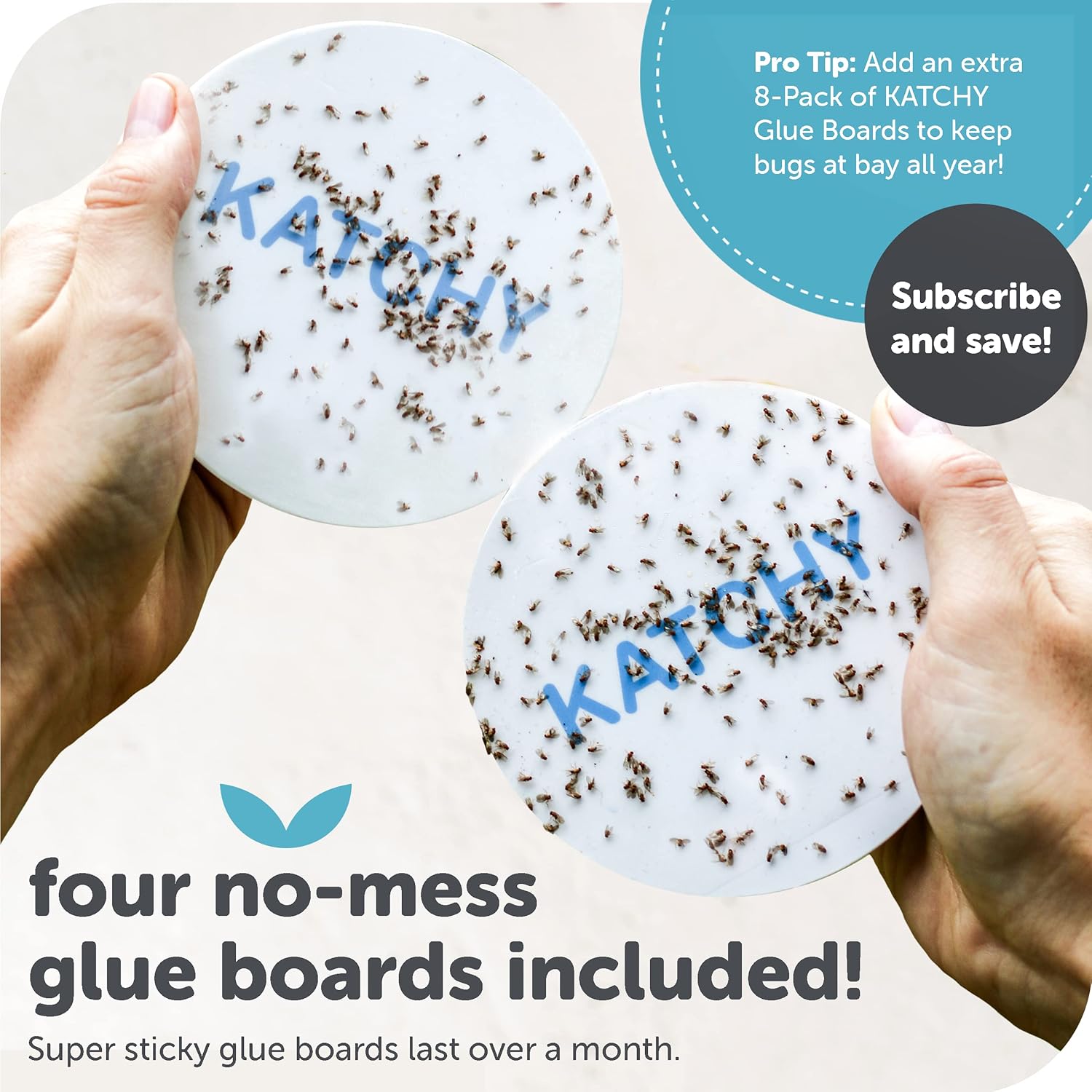 Katchy Automatic Indoor Insect and Flying Bugs Trap, Fruit Fly Gnat Mosquito Killer with UV Light Fan, Sticky Glue Boards, No Zapper, Light Sensor (Black) Pack of 2