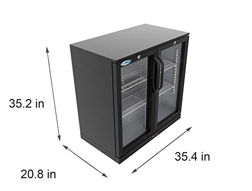 KoolMore Door Counter Height Back Bar Cooler - Glass Front Refrigerator with LED Lighting