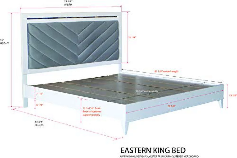 Kings Brand Furniture Madison 6-Piece King Size White Bedroom Set. Bed, Dresser, Mirror, Chest & 2 Nightstands