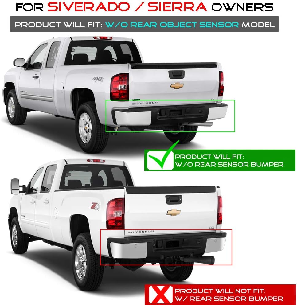 ACANII - For 2007-2013 Chevy silverado/GMC Sierrsa 1500 Chrome Steel Complete Rear Step Bumper w/o Sensor Holes Assembly