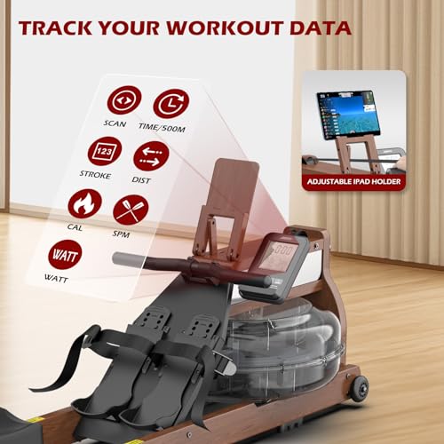 JOROTO Rowing Machines for Home Use, Foldable Rower Machine with Bluetooth Monitor, Tablet Holder Water Rowing Machine