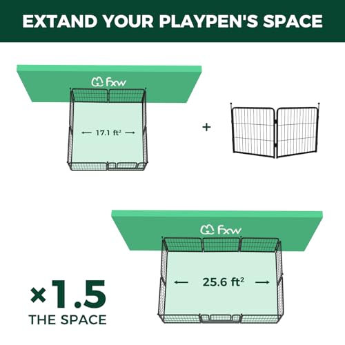 FXW Instant Dog Playpen, Portable Pet Fence for Outdoor, RV Trips, and Camping, 40inch, 16 Panels for Medium and Large Dogs│Patented