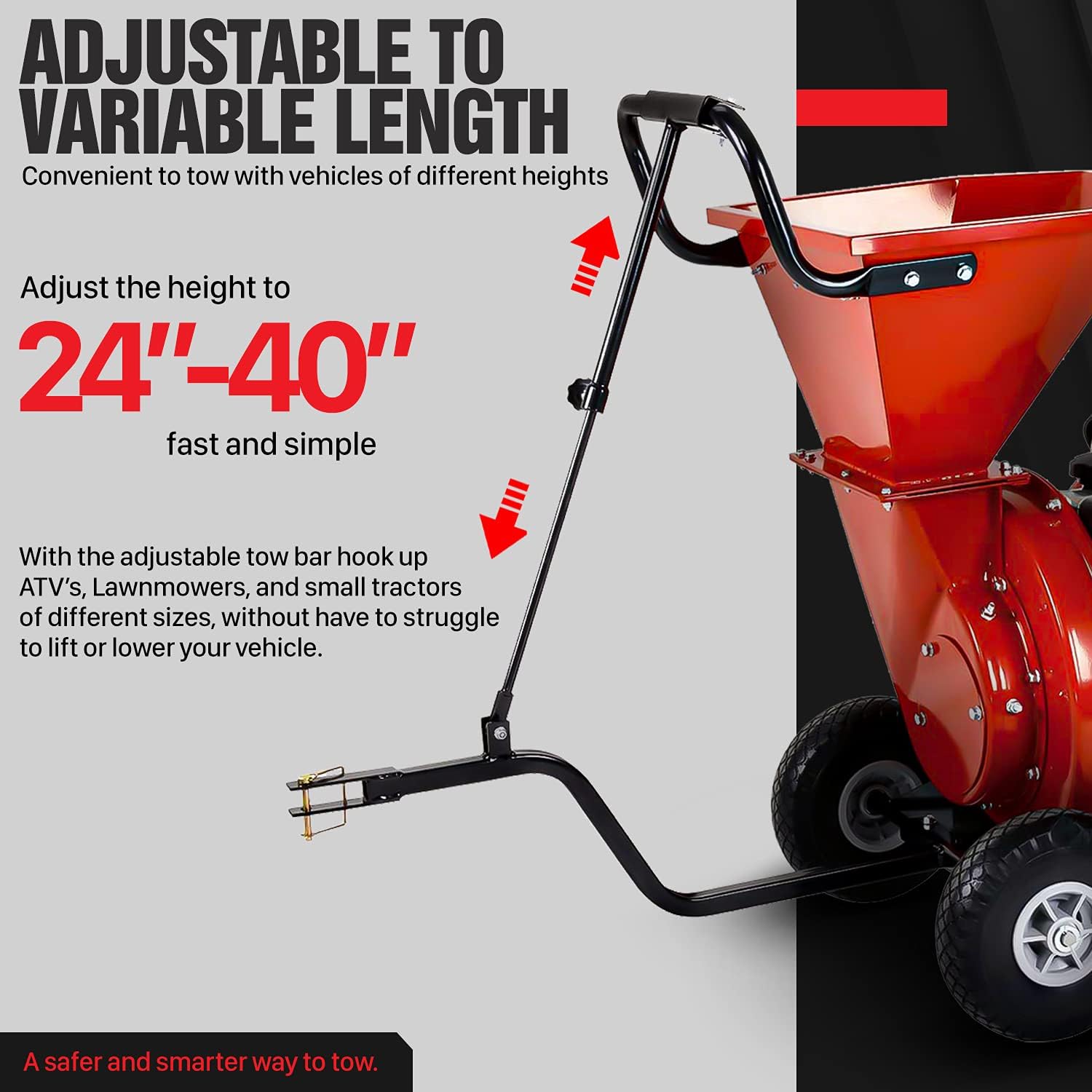 GreatCircleUSA Universal Wood Chipper Shredder Mulcher Tow Bar Kit PRO Heavy Duty Adjustable Accessory, Landworks, SuperHandy, Harbor Freight, Tazz & Earthquake (Wood Chipper NOT Included)