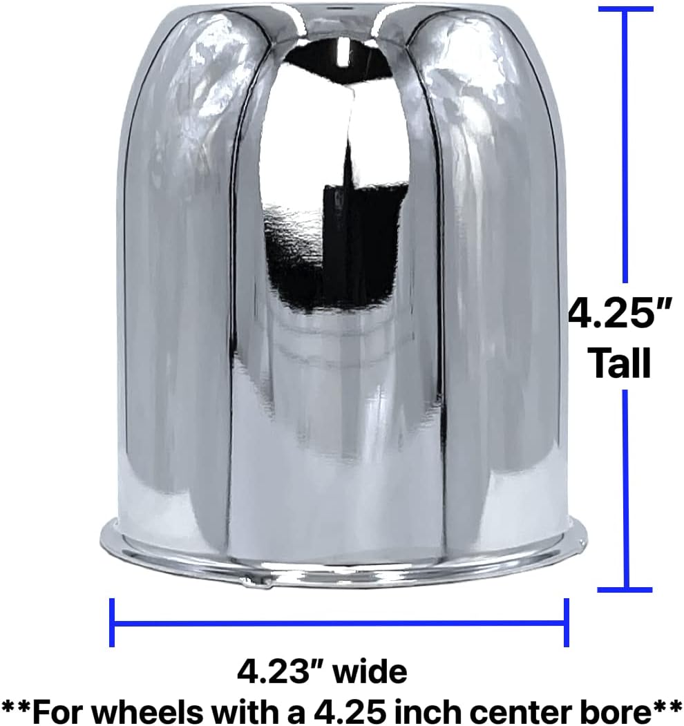 4 Chrome 5.15 Push Through Center Caps for Auto, Truck, Trailer Wheels and Rims