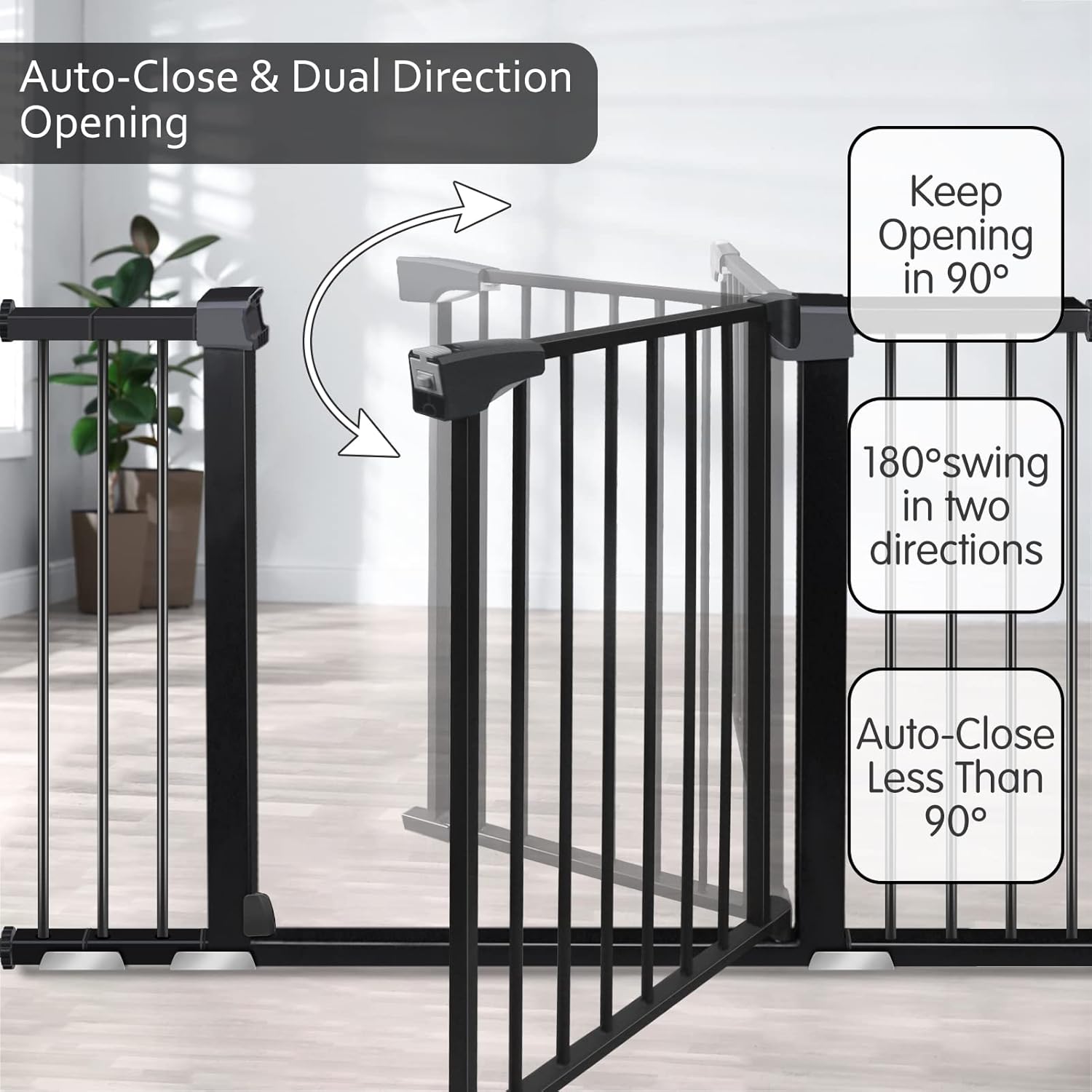 Derson 51.5" Extra Wide Baby Gate for Stairs and Doorways, Auto-Close Safety Dog Gates for The House, Easy Walk Thru Baby Child Gate for Kids and Pets