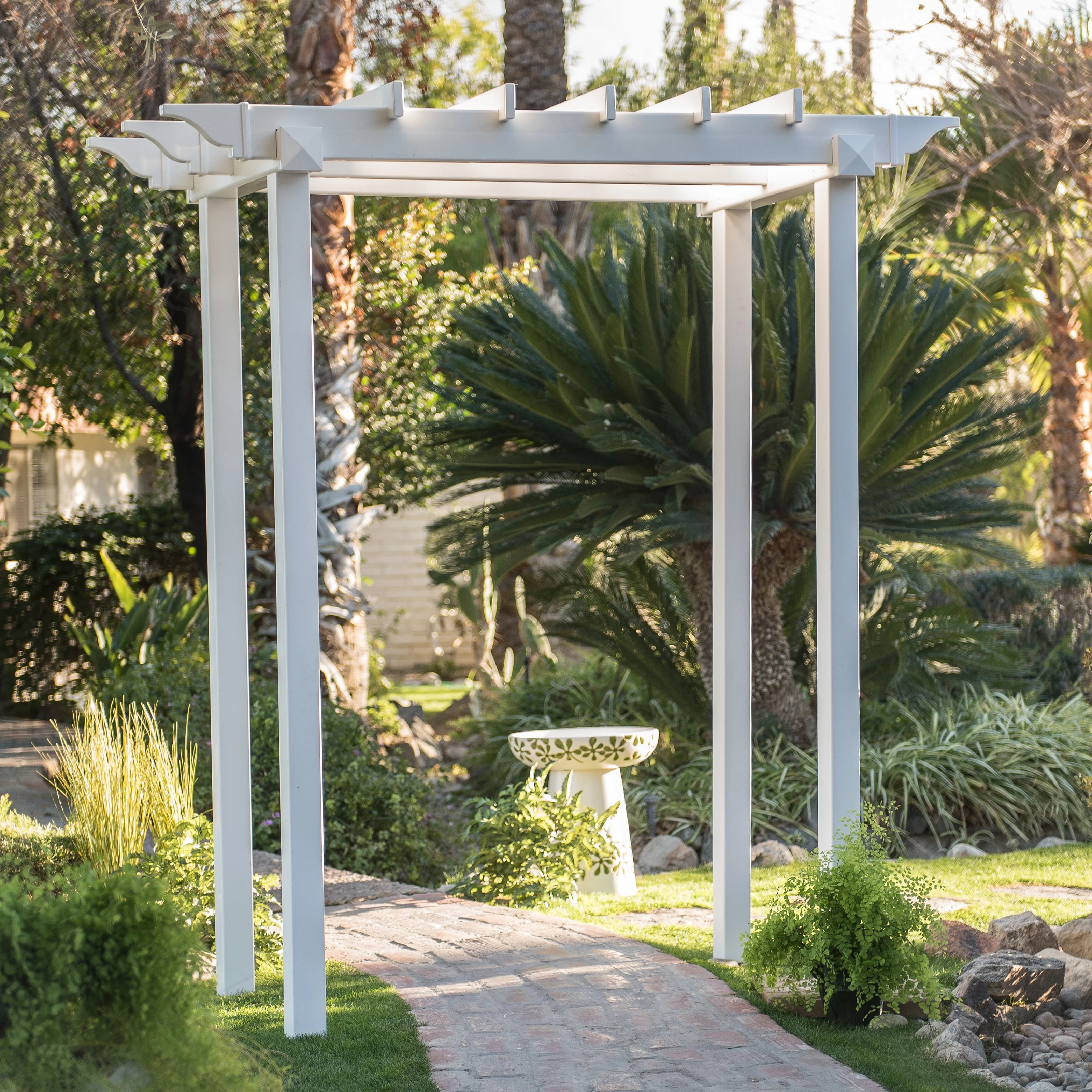 Vita 54 in x 26 in x 82 in White Vinyl Craftsman Arbor, VA68107 - Curated Treasures Market