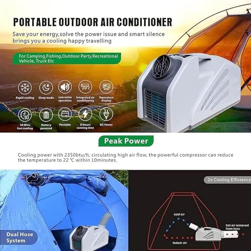 2350 BTU Portable Air Conditioners ABS Aluminium Alloy Fast Cooling Outdoor Air Conditioner Low Power Consumption DC24V 210W
