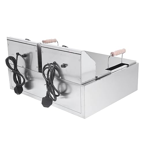 Dual Tank Electric Deep Fryer Stainless Steel Construction Accurate Thermostats Ideal for French Fries, Fried Chicken, and More 110V Voltage 4 Feet Stability Safe Operation 12L Capacity 5000W Power