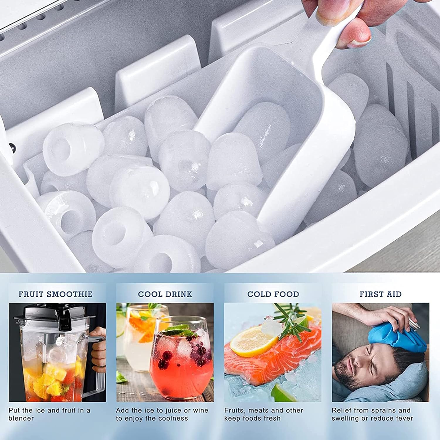 Countertop Ice Maker Machine, 26Lbs/24H Compact Ice Makers, Portable Ice Cube Maker with Self Cleaning