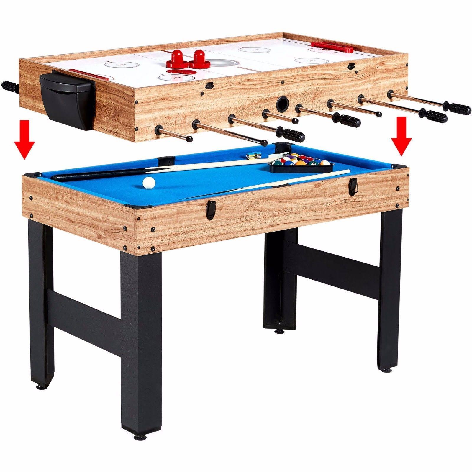 MD Sports 48 inch 3 in 1 Combo Game Table, Pool, Hockey, Foosball, Accessories Included