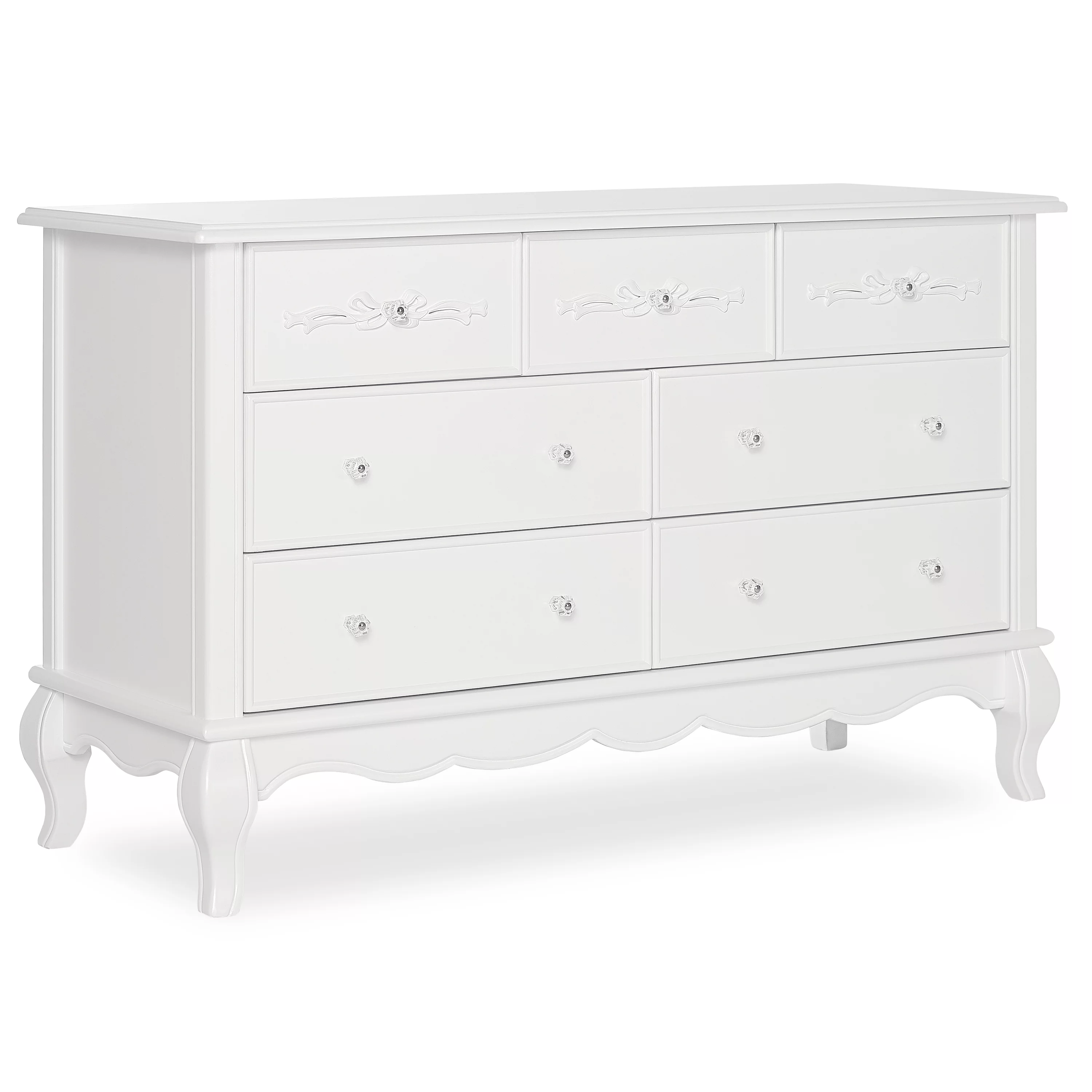 Evolur Aurora 7 Drawer Double Dresser Frost, Spacious Drawers