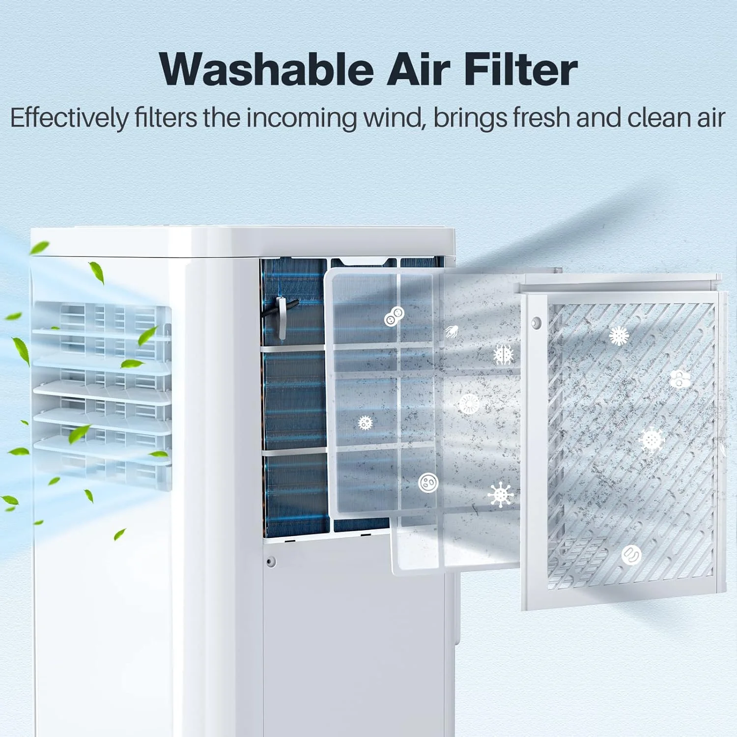 YONG Portable , 8000 BTU AC Unit with Dehumidifier & Fan Modes, Up to 350 Sq.Ft, Remote Control, 24H On/Off Timer, Quiet for Room, Window Mount Kit