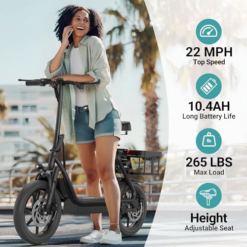 NAVIC Electric Scooter Adults,Max 19/22/27/49 Miles Ranges,Top Speed 19/22 mph,350/750W Peak Motor, Folding E-Scooter with Dual Braking Dual Suspension