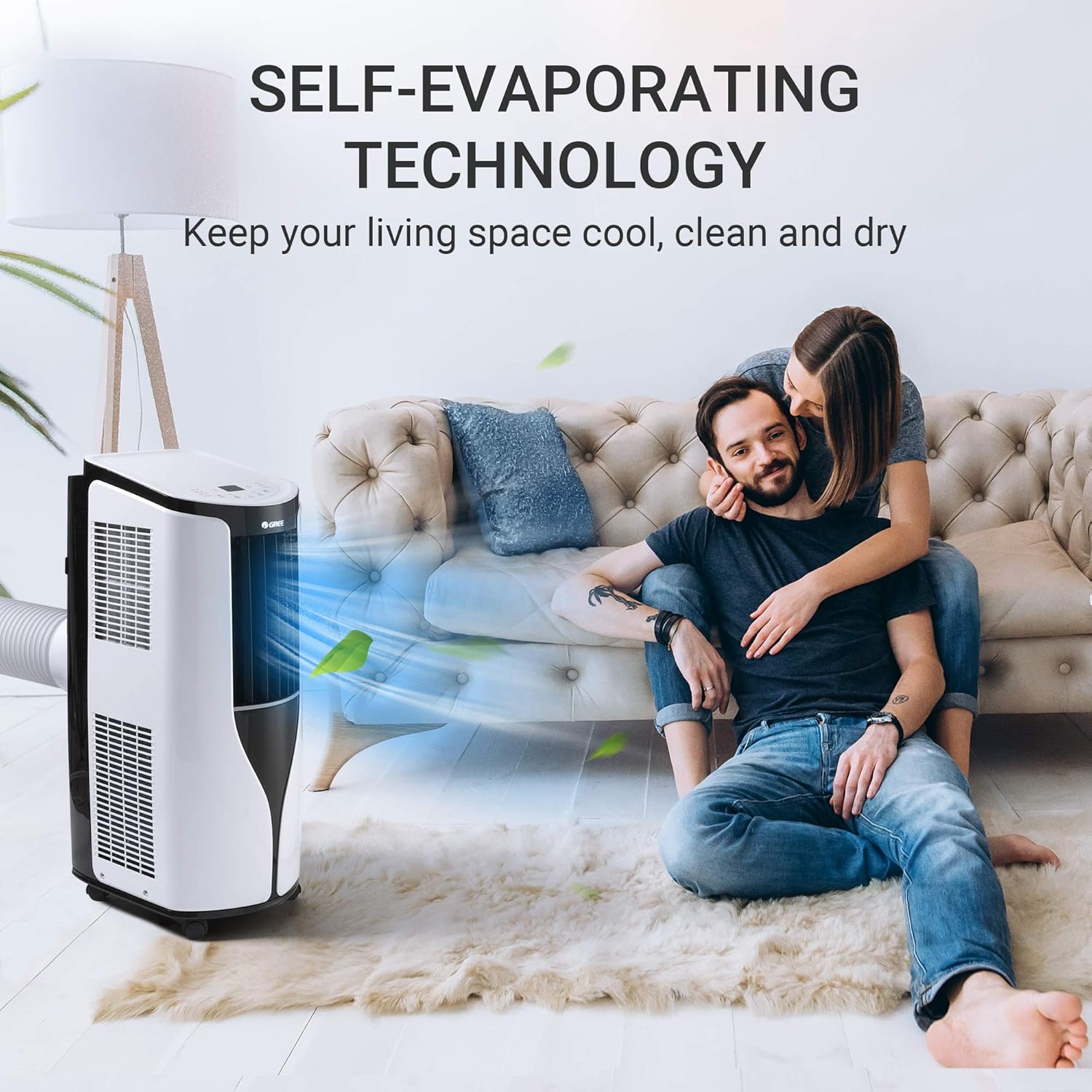 Gree Portable Air Conditioner 10,000 BTU (6000 BTU SACC standard) with Remote Control, 3 in 1 Portable Air Conditioner with Cooling, Dehumidification, Fan Functions, Quiet Portable AC for Rooms up to 250 Sq.ft
