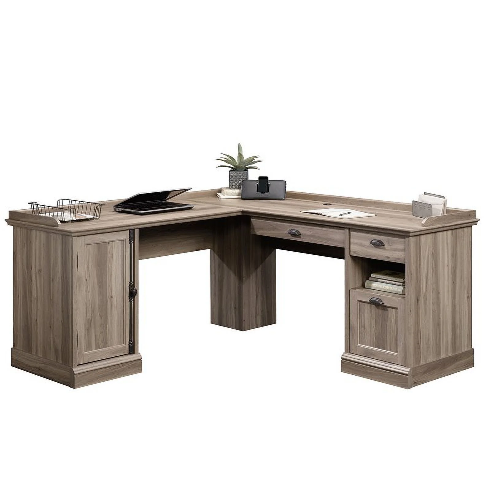 Sauder Barrister Lane L-Desk, Salt Oak Finish