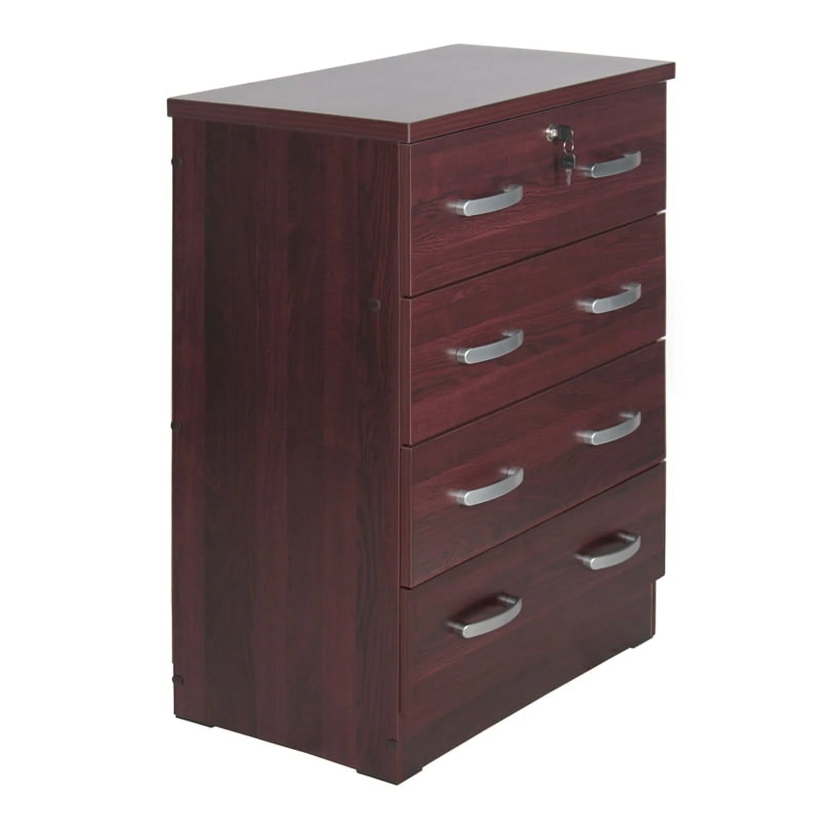 Home Square 2-Piece Set with Dresser with Lock 2-Drawer Nightstand in Mahogany