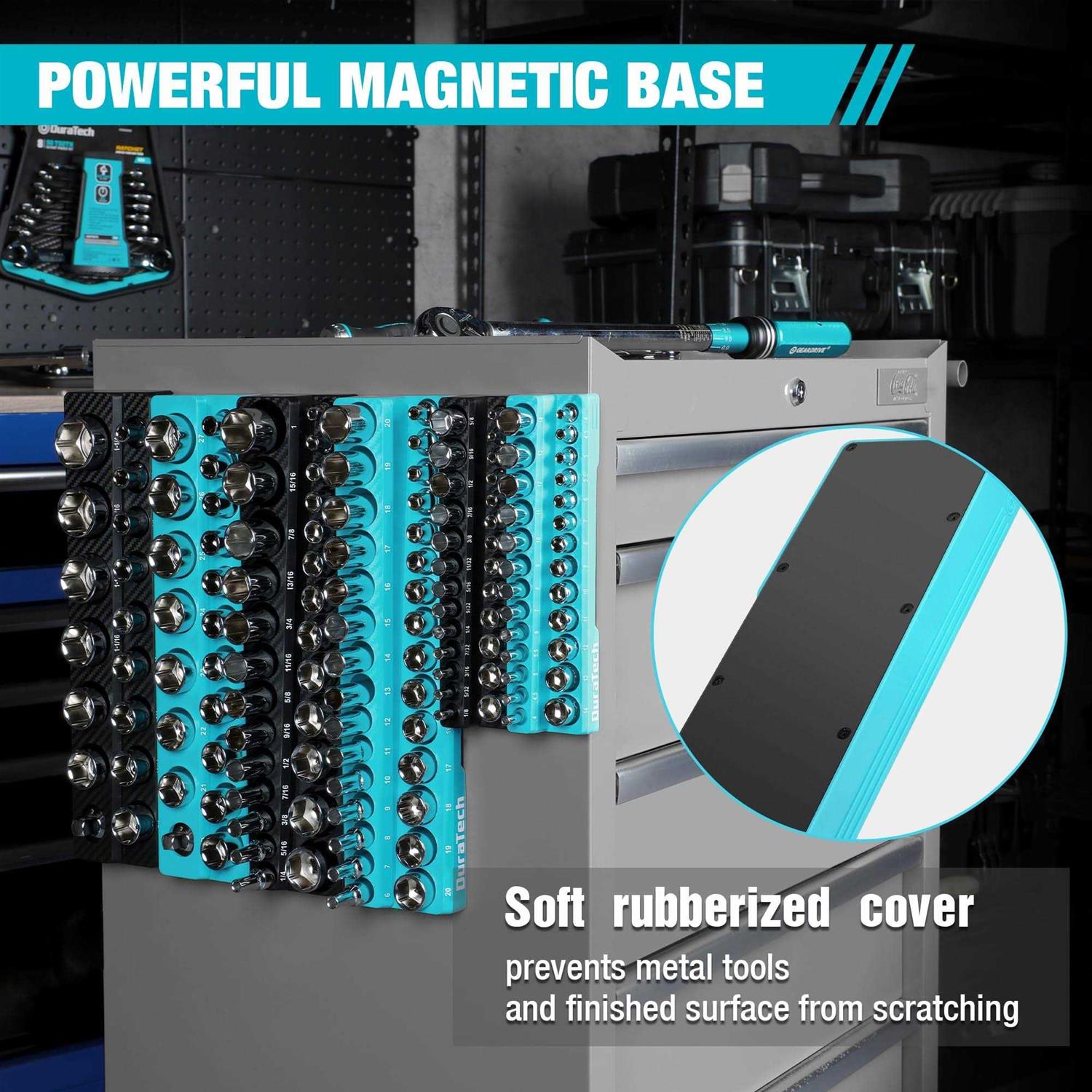 DURATECH Magnetic Socket Organizer Set, 1/2 1/4 3/8 Drive SAE&amp;Metric Socket Holders Socket Trays for Tool Box and Tool Cart - Shop Hardware Tools Online Store