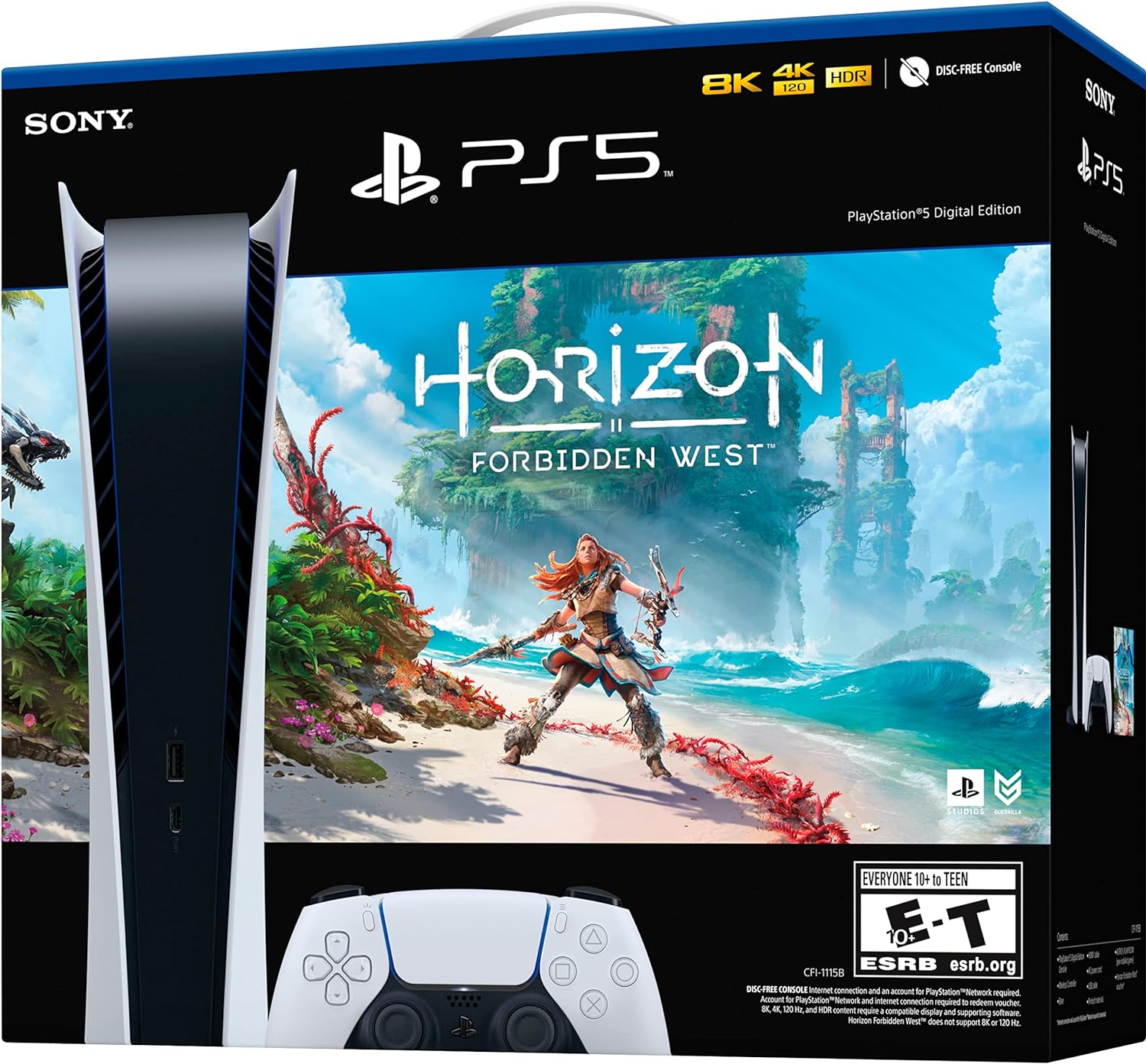 Sony PS5 Playstation 5 Digital Edition Console Horizon Forbidden West Bundle - 16GB GDDR6 Memory, Ultra-High Speed 825GB SSD, WiFi 6, Bluetooth 5.1, Ethernet, 4K-TV Gaming, Tempest 3D AudioTech