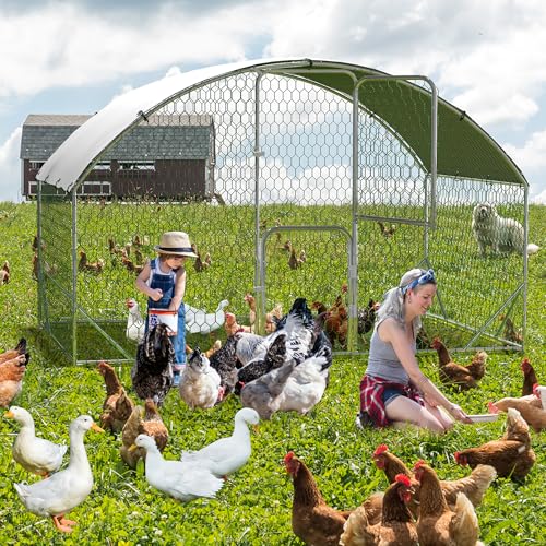 Large Metal Chicken Coop Run, Chicken Run for Yard with Cover, Large Chicken Run, Walk-in Poultry Cage,Chicken Coop for Chickens, 20 Hens, Ducks, Rabbits-9.8'W x 6.5'D x 6.5'H