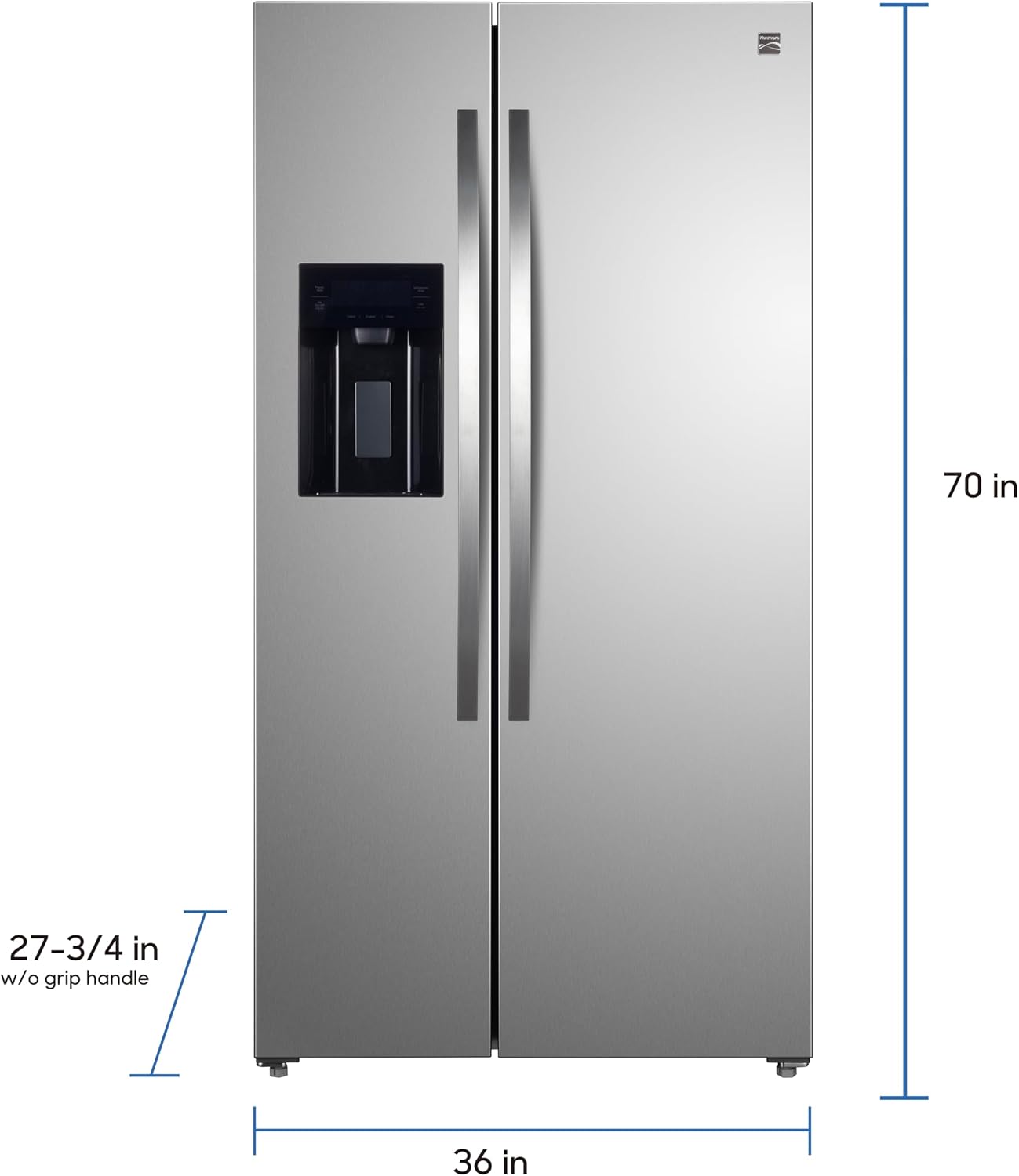 Kenmore 46-51805 Counter-Depth Side Refrigerator/Freezer with Stainless Steel, Water Dispenser, Ice Maker, Quiet and Energy Efficient Inverter Compressor, 36 Inch
