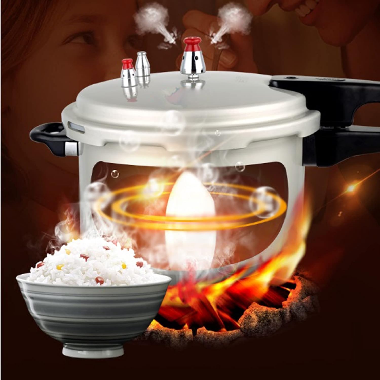 Small Aluminum Pressure Cooker Double Safety Valve for Quick Cooking of Meat, Soup, Rice for Gas Stove, Induction Cooker