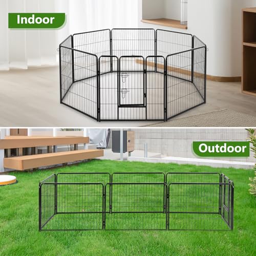 BestPet Dog Playpen Indoor 40 inch 16 Panels Metal Dog Pen Pet Dog Fence Outdoor Exercise Pen with Doors,Pet Puppy Playpen for RV Camping Yard, Black