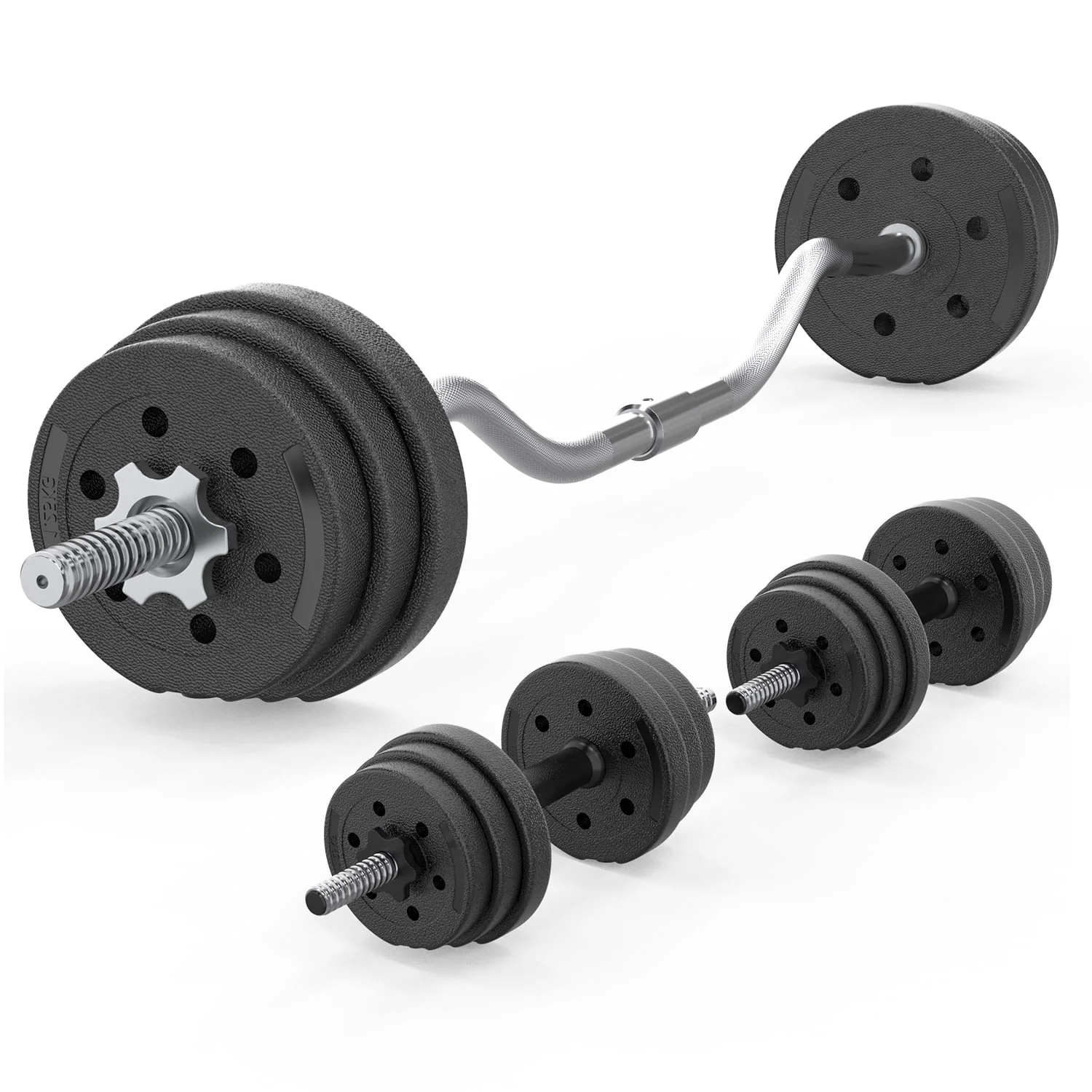 ARVAKOR 66LB 2 in 1 Adjustable Dumbbell Set with Connecting Rod, Lifting Dumbbells Used as Barbell for Whole Body Workouts, Black