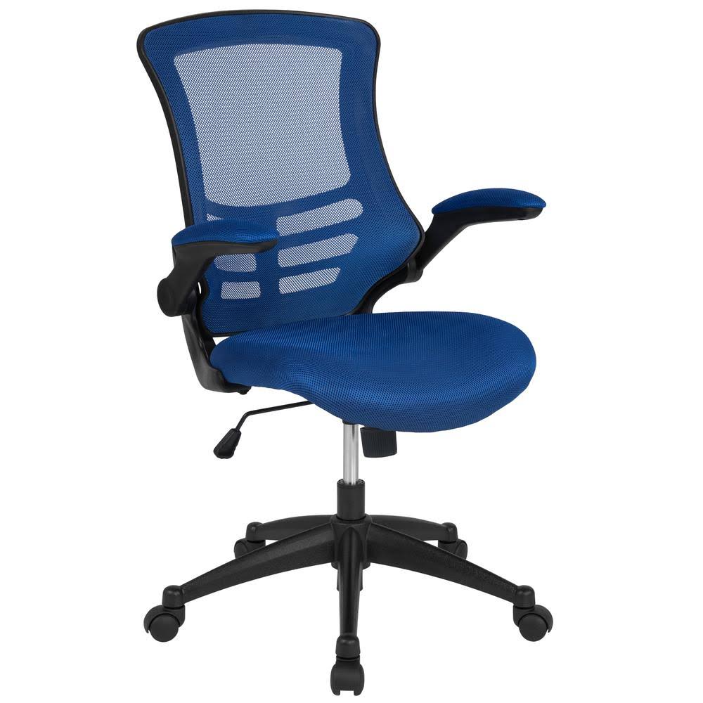 Alamont Mid-Back Blue Mesh Swivel Ergonomic Task Office Chair with Flip-Up Arms [BL-X-5M-BLUE-GG]