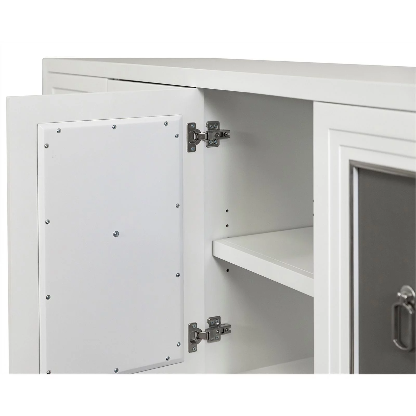 Modern Wood 80" Console with with doors TV Stand Fully Assembled White