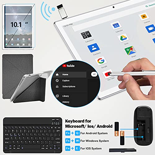 2 in 1 Tablet 10.1 Inch, Android 11.0 Tablets, 64GB/128GB ROM, Dual 4G Cellular with Keyboard, 18MP Camera, Octa-Core Processor, WiFi, GPS, Bluetooth, Google Certified Tablet PC