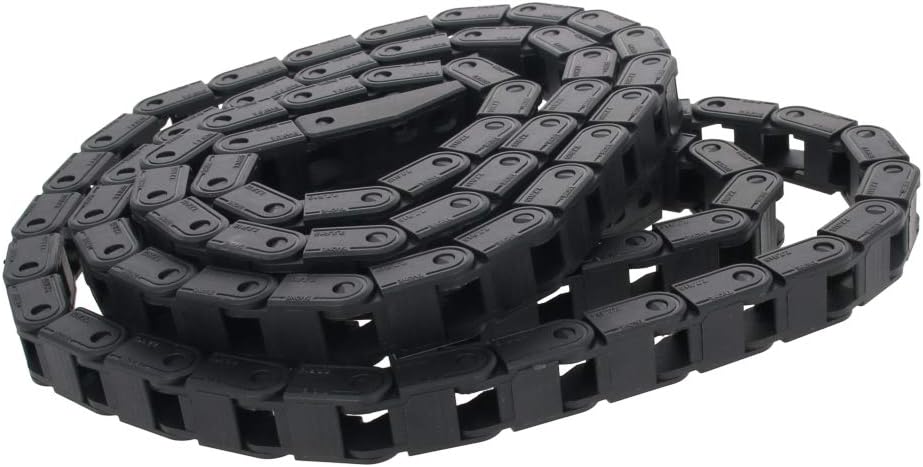 Fielect Drag Chain Cable Carrier Open Type with End Connectors R100 35X100mm 1 Meter Plastic for Electrical CNC Router Machines Black 1Pcs