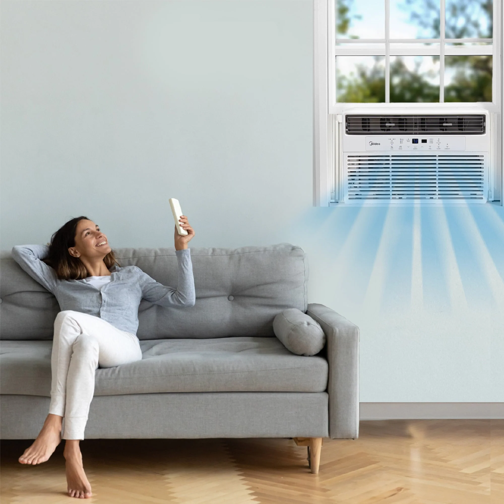 Midea 8,000 BTU 115V Smart Window Air Conditioner with Comfort Sense Remote, Covers up to 350 Sq. ft., White, MAW08S1DWWT