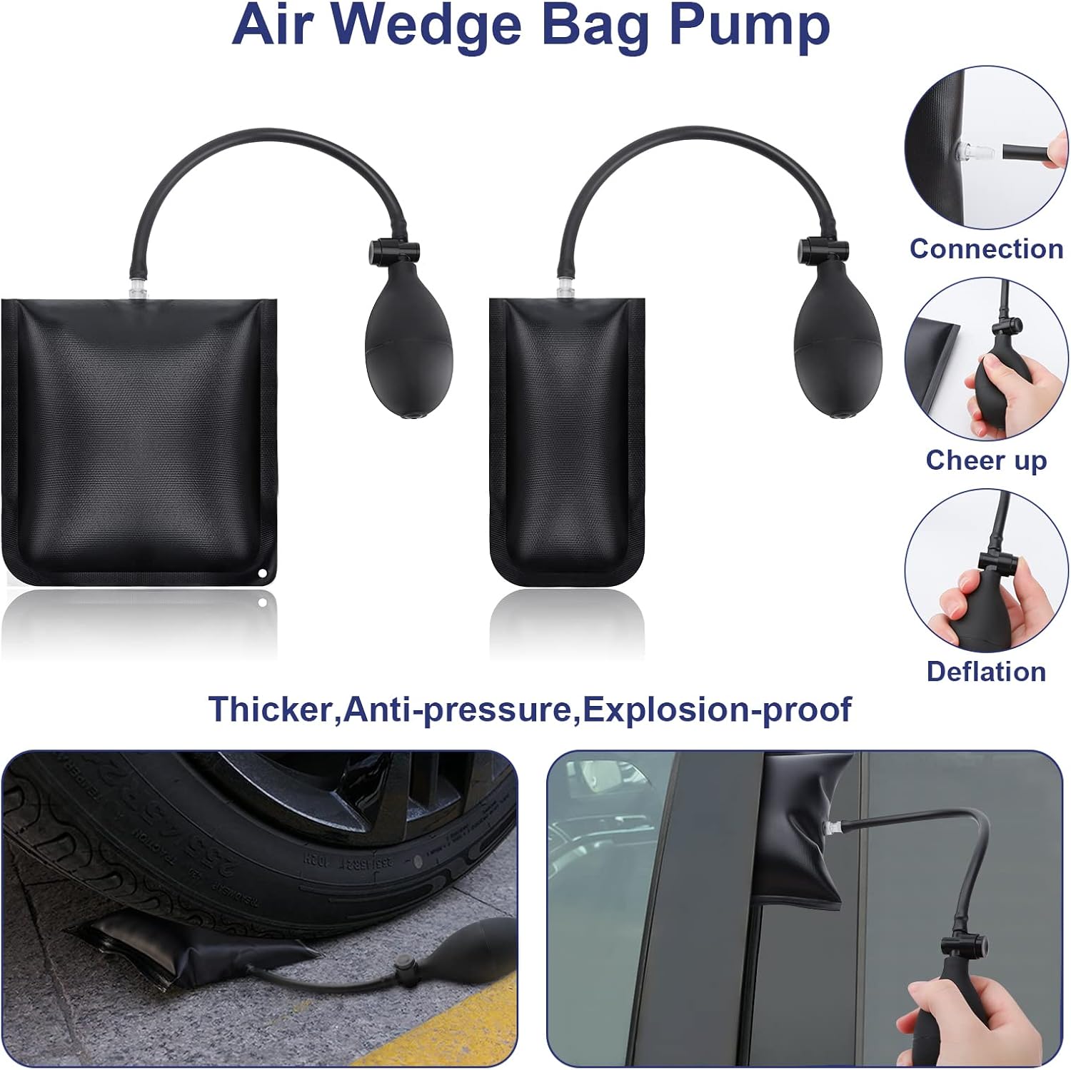 GODCRAE Car Tool Kit, 21PCS Professional Car Door Unlock Kit Lockout Tool with Long Reach Grabber, Non-marring Wedges Air Wedge Pump Auto Trim Removal Tool Pry Tool in Caring Case Bag