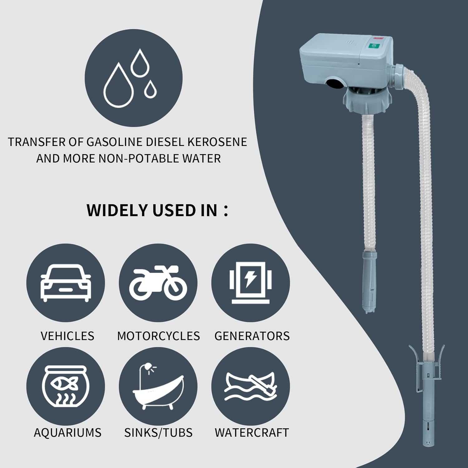LIDNADY Upgraded Automatic Fuel Transfer Pump with Auto-Stop Sensor,Portable Liquid Fuel Transfer Pump AA Battery Powered with 3 Advanced Adapter,Flexible In and Out Take Hose -Fits All Size Gas Cans Pack of 2