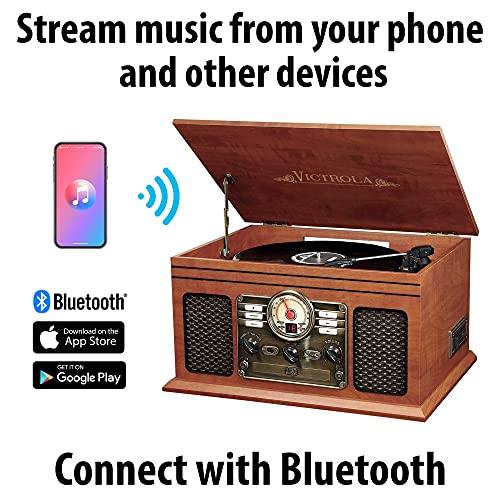 Victrola Nostalgic 6-in-1 Bluetooth Record Player & Multimedia Center with Built-in Speakers