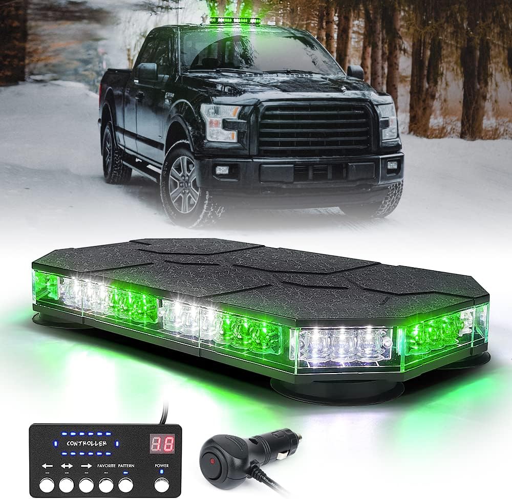 Xprite Blue LED Rooftop Strobe Beacon Lights Bar, Magnetic Mount Emergency Traffic Security Warning Caution Flashing Police Light, for Law Enforcement Volunteer Firefighter POV Vehicles Trucks Pack of 2
