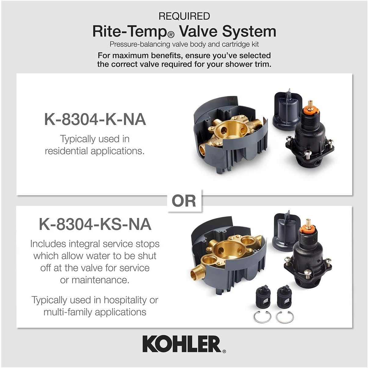 Kohler TLS396-4-2BZ Devonshire(R) Rite-Temp(R) Shower Valve Trim with Lever Handle, Less showerhead, Oil-Rubbed Bronze Pack of 2