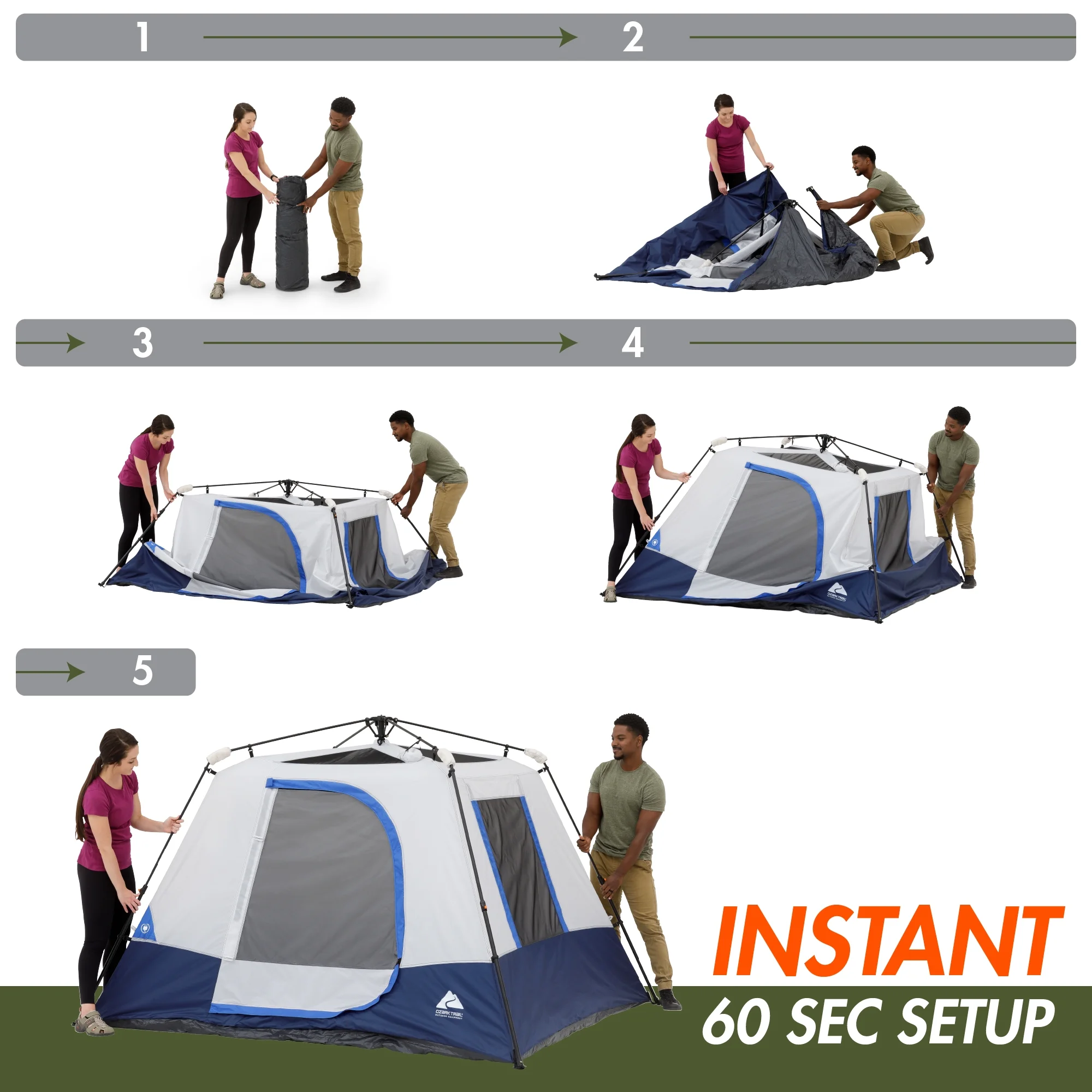 Ozark Trail 4-Person Instant Cabin Tent with LED Lighted Hub
