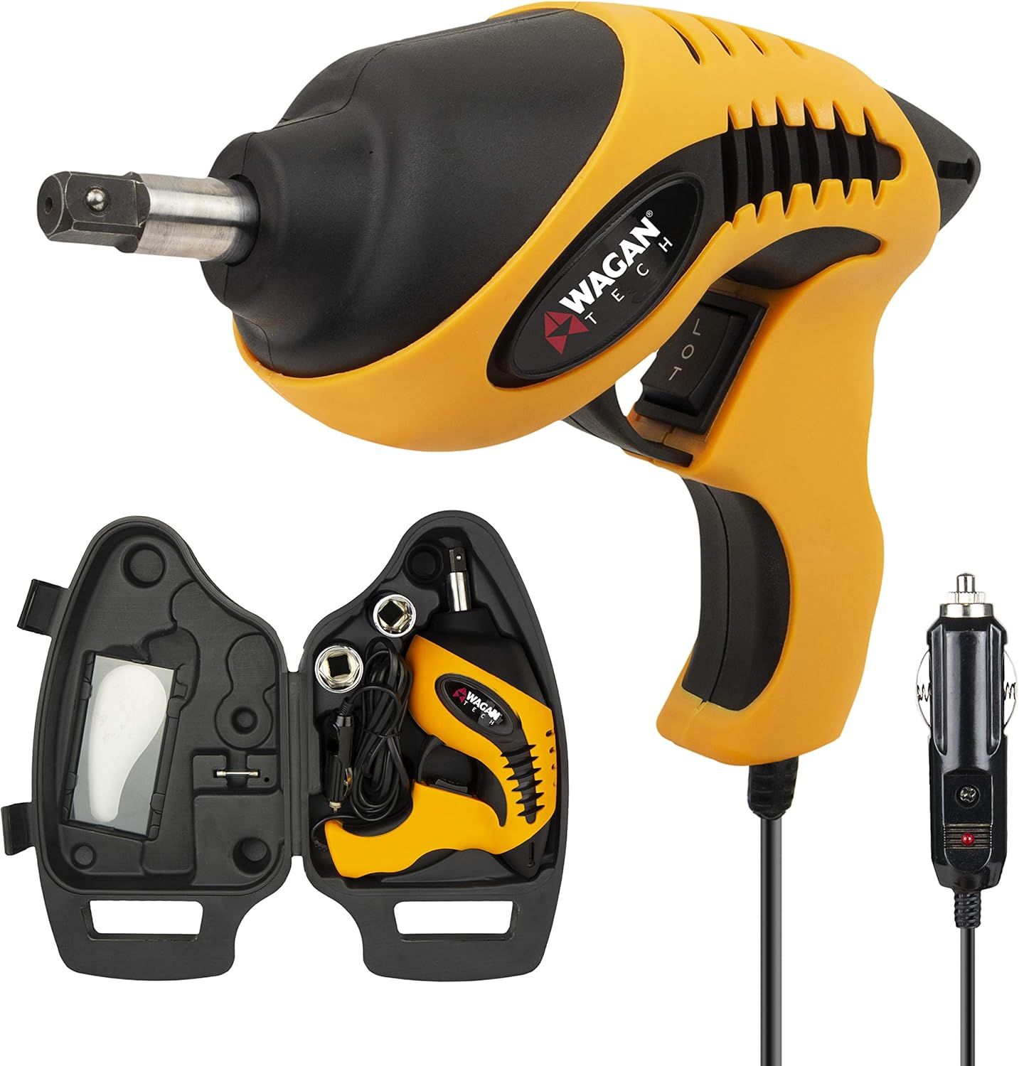 Wagan EL2257 12V DC Mighty Impact Wrench, 1/2 inch 12 Volt Electric Impact Wrench Kit, 271 ft-lbs, Tire Repair Tools with Sockets and Carry Case