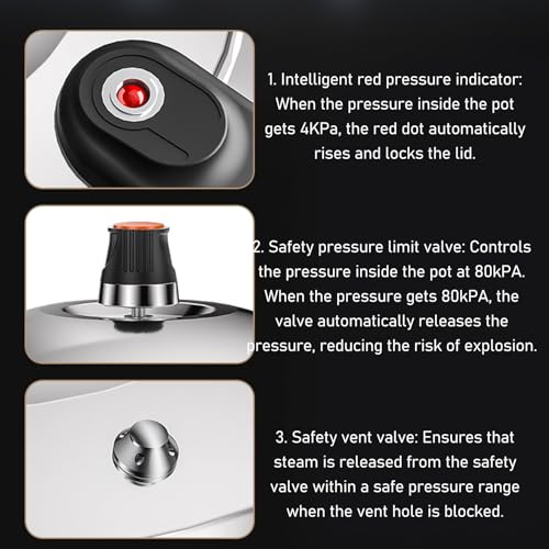 Stainless Steel Pressure Cooker, 10L/12L/16L Stovetop Pressure Canner with Easy Lock Lid, Fast Cooking Canning Pot Compatible with Gas & Induction Cookware, Electric Stoves