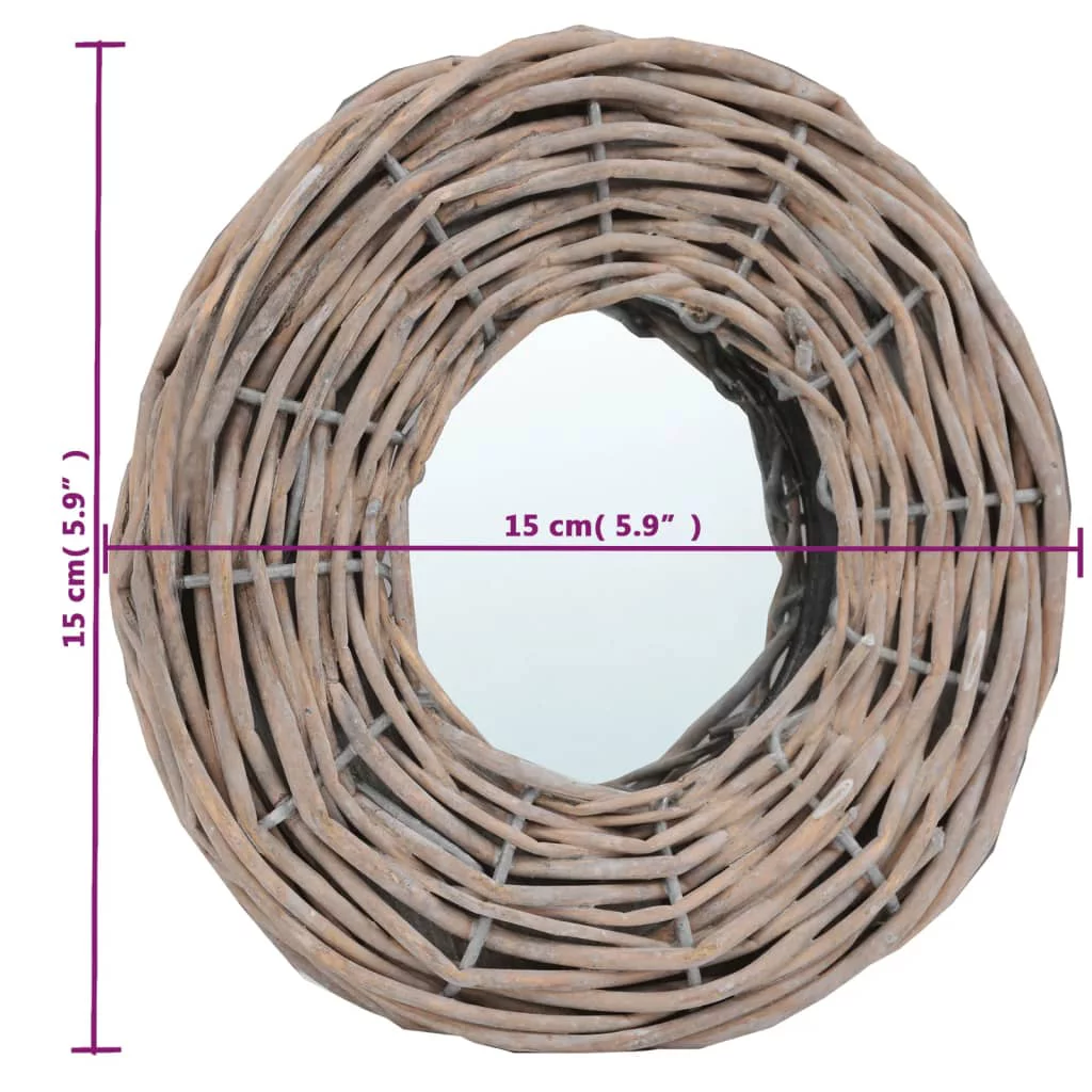 moobody 3 Piece Round Wall Mirror Set Bathroom Vanity Wicker Rattan Frame Glass Wall Mounted Mirrors for Entrance, Hallway, Bedroom, Living Room, Home Furniture Decor