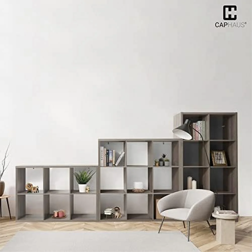 HOOMHIBIU 13-Inch Cube  Organizer   with Extra Thick Exterior Edge  Room Open   Divider  Bookcase  6-Cube / 8-Cube / 9-Cube  Colors Available in Rustic Grey Oak and White