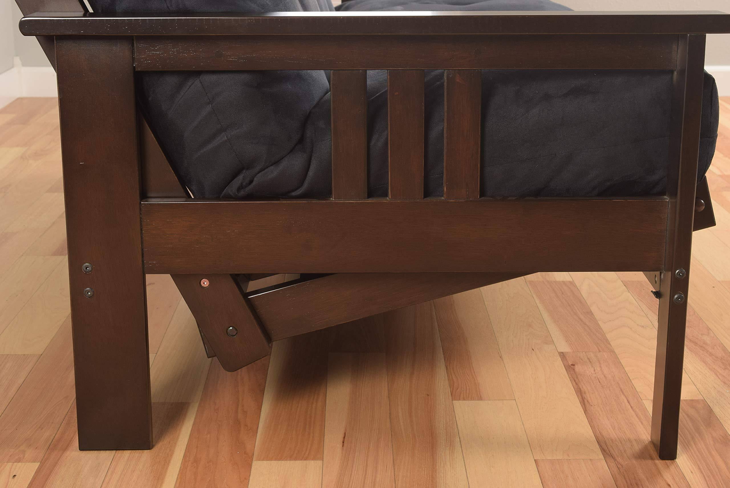 Kodiak Monterey Espresso Finish Full Futon with Linen Charcoal Mattress u0026 Storage Drawers