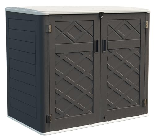 KINYING Horizontal Outdoor Storage Shed,47 Cu.ft Resin Outdoor Storage Cabinet Waterproof for Garden/Patio/Backyards