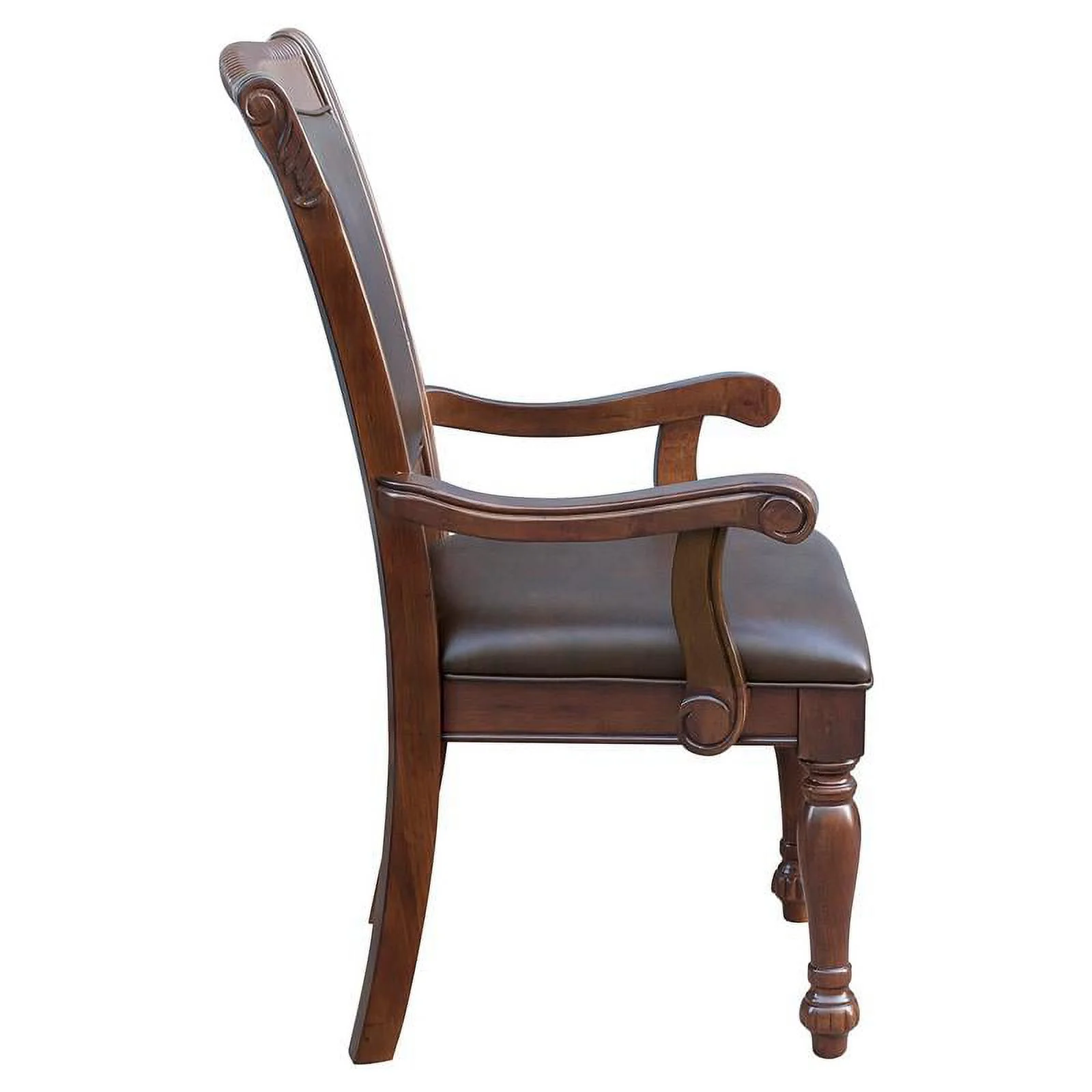 Pemberly Row 19.5" Traditional Wood Dining Arm Chair in Brown Cherry (Set of 2)