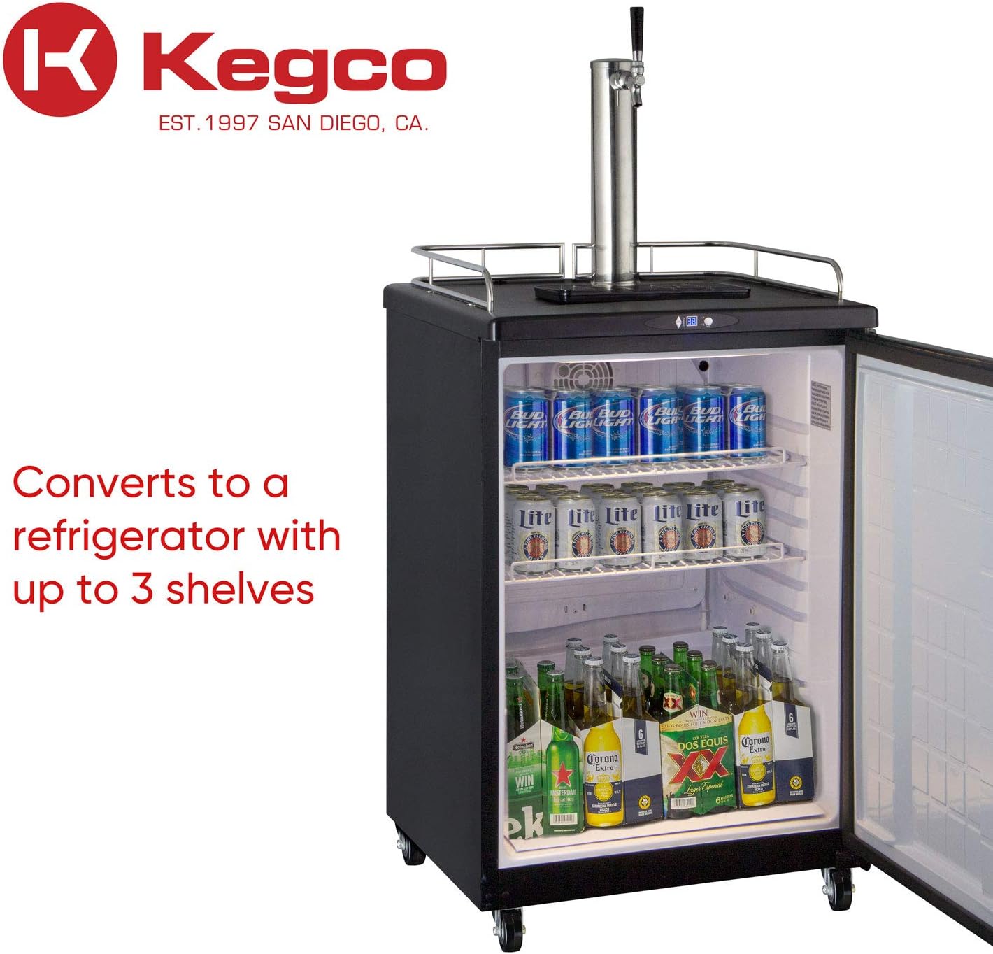 Kegco Kegerator, Single Tap, Stainless Steel