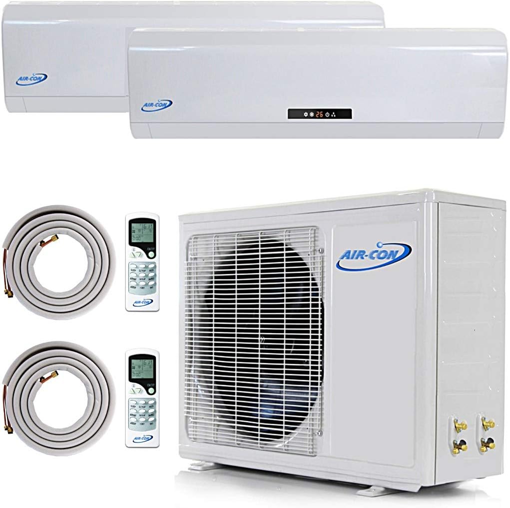 2 Zone Mini Split - 18000 + 24000 Ductless Air Conditioner - Pre-Charged Dual Zone Mini Split - Includes Two Free 25' Linesets - Premium Quality - USA Parts & Awesome Support