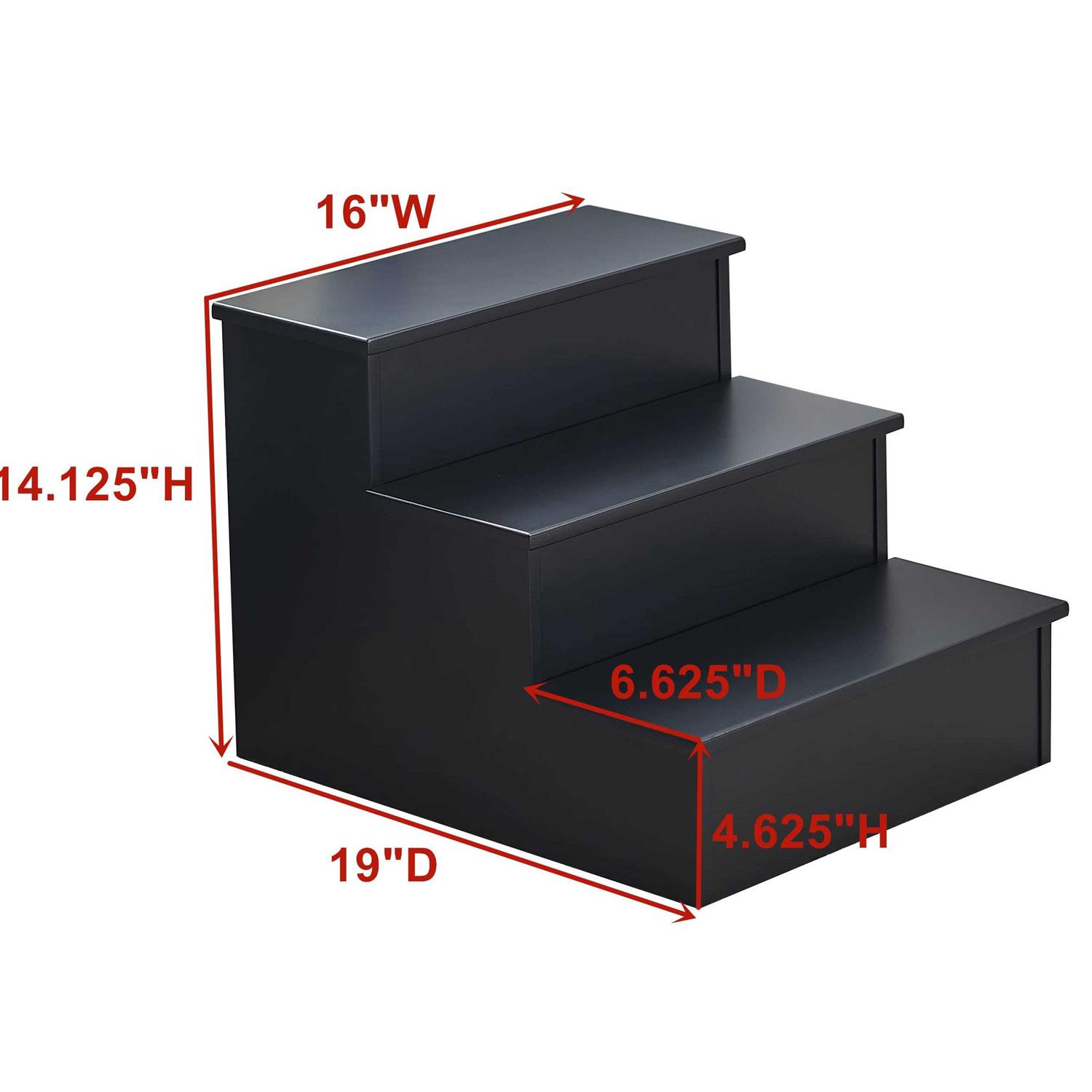 Kings Brand Furniture Darien 3 Step Wood Step Stool for Adults or Kids - Pet Supplies online store