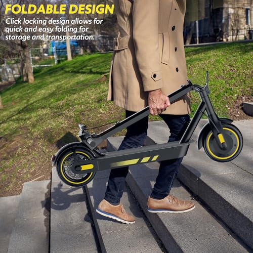 Electric Scooter for Adults Long Range Miles, 500/600W Motor & 10" Vacuum Tires, Foldable Design with Dual Disc Brakes, Smart App Control