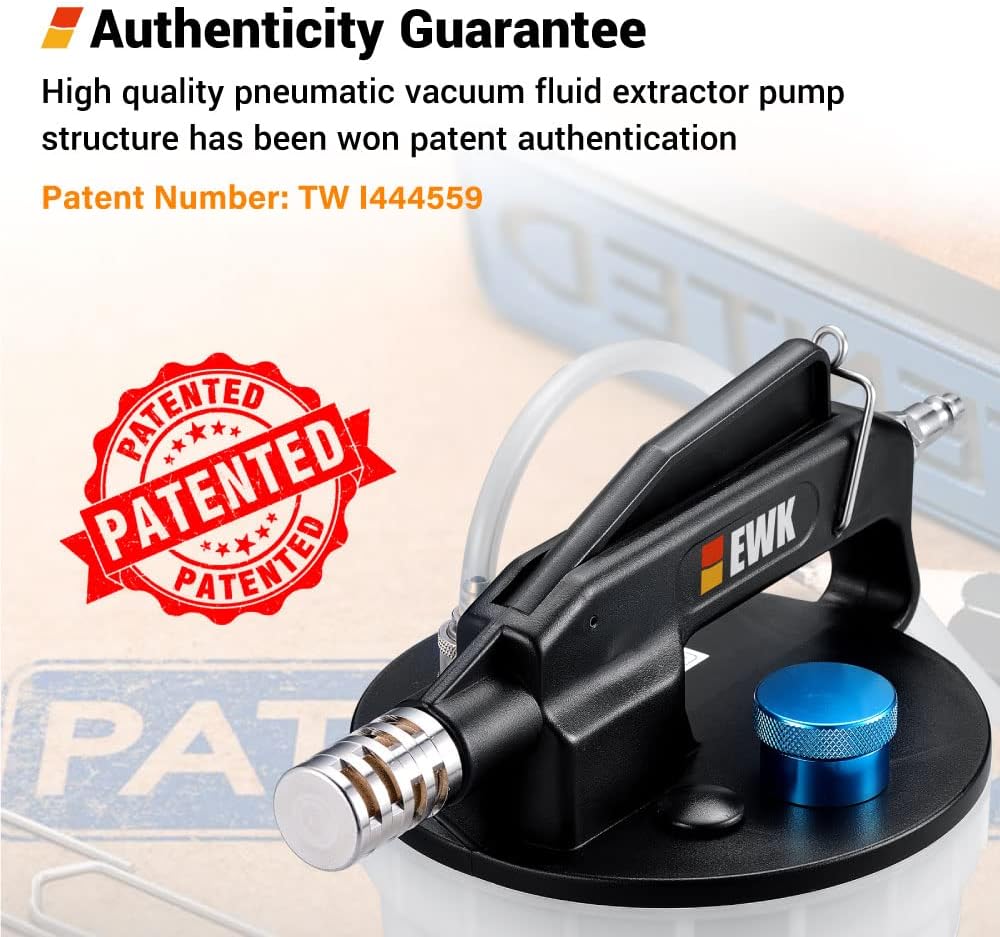 EWK Patented 2L Pneumatic Vacuum Brake Bleeder Fluid Pump with Bleeding Hose